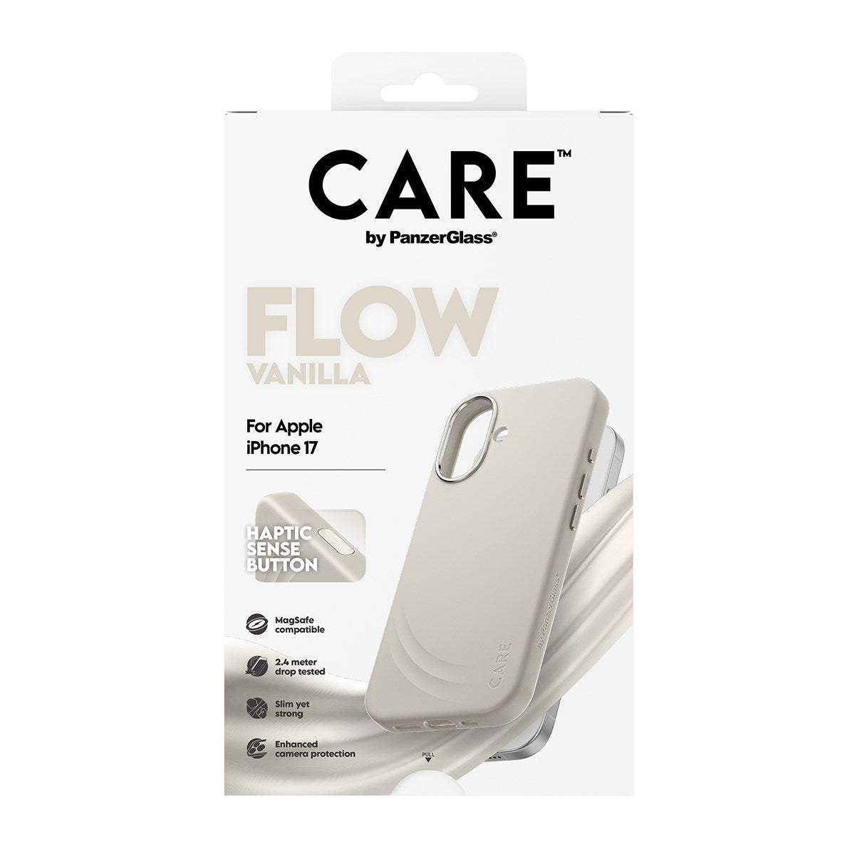 CARE by PanzerGlass® FLOW Case Vanilla m. Haptic Button & MagSafe iPhone 17